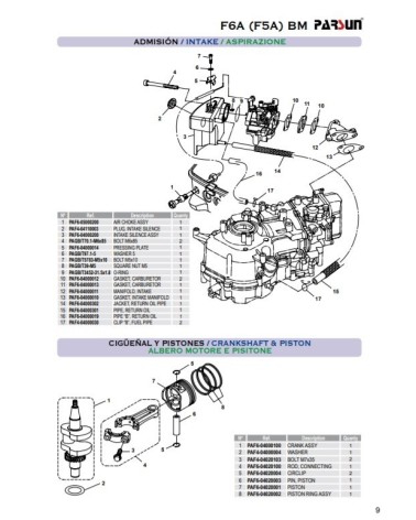 RECAMBIOS PARSUN F6A F5A BM