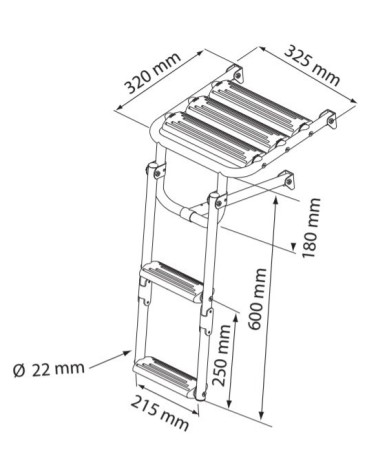 PLATAFORMA CON ESCALERA AC.INOX. 2 PELDAÑOS